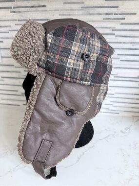Vintage Y2K Stetson premium Brown Plaid Trapper Hat
